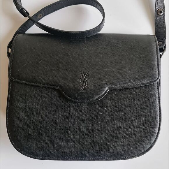 Yves Saint Laurent YSL Vintage Leather Shoulder Bag Black - Picture 3 of 16